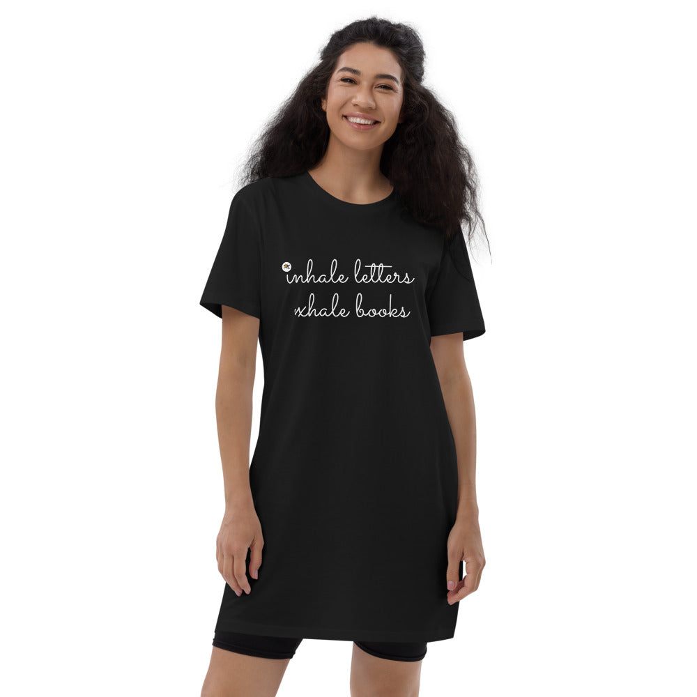 Inhale Letters Exhale Books Organic cotton t-shirt dress