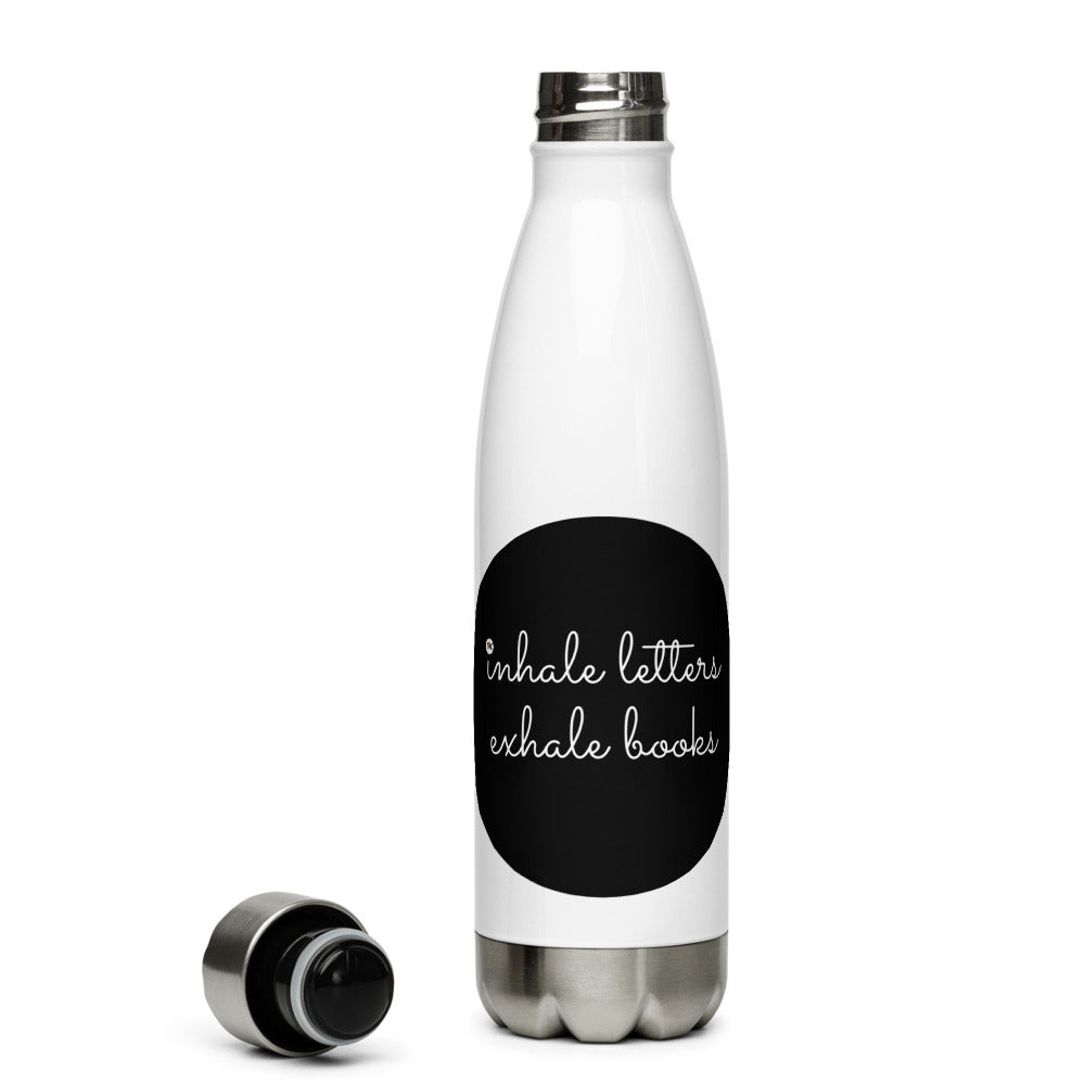 Inhale Letters Exhale Books Stainless Steel Water Bottle