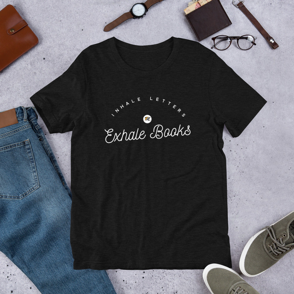 Inhale Letters Exhale Books Short-Sleeve Unisex T-Shirt